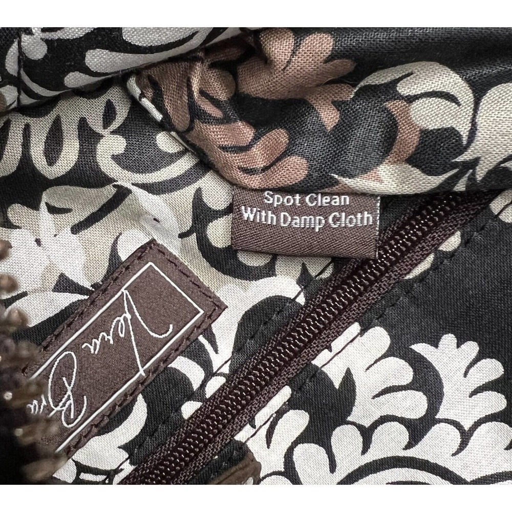 Vera Bradley Large Espresso Tote Double Straps Pockets Zip Closure New​​ - Picture 8 of 10